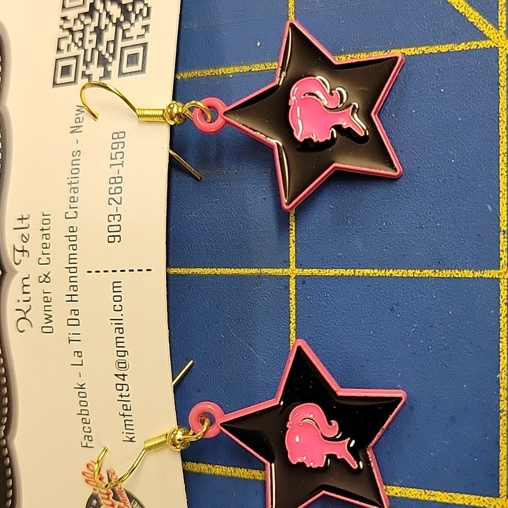 Barbie Dangle Star Earrings Pink